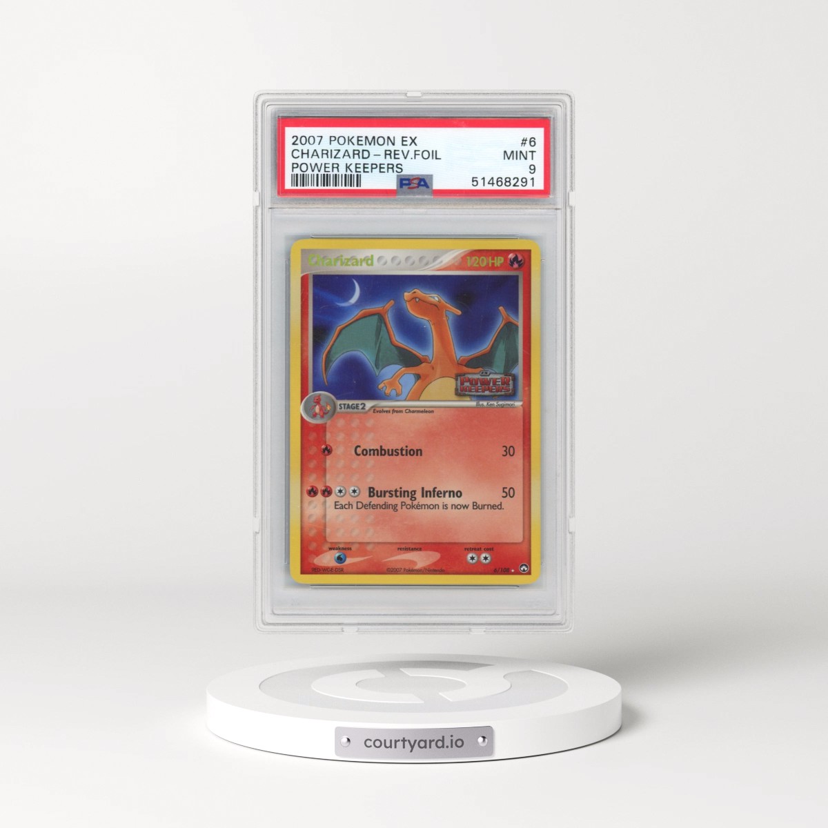 2007 Pokémon EX Power Keepers #6 Charizard - Reverse Foil (PSA 9 MINT)