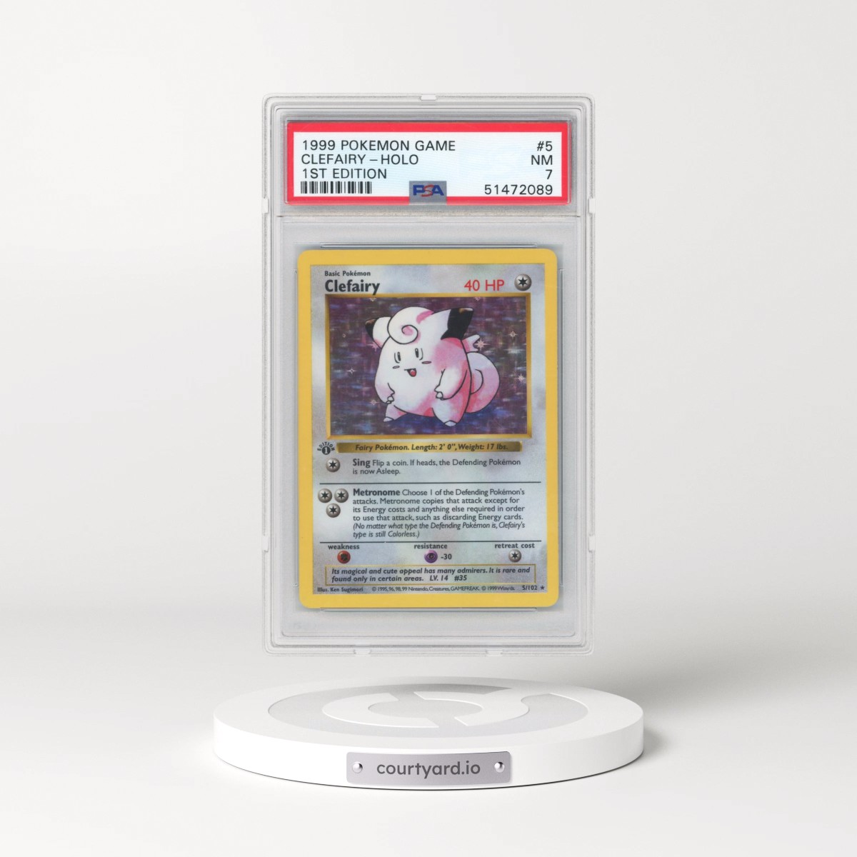 1999 Pokémon Game #5 Clefairy - 1st Edition Holo (PSA 7 NM) - Photo
