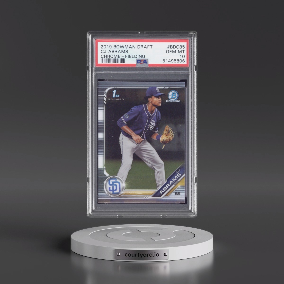 2019 Bowman Draft #BDC85 CJ Abrams - Chrome-Fielding (PSA 10 GEM MINT)
