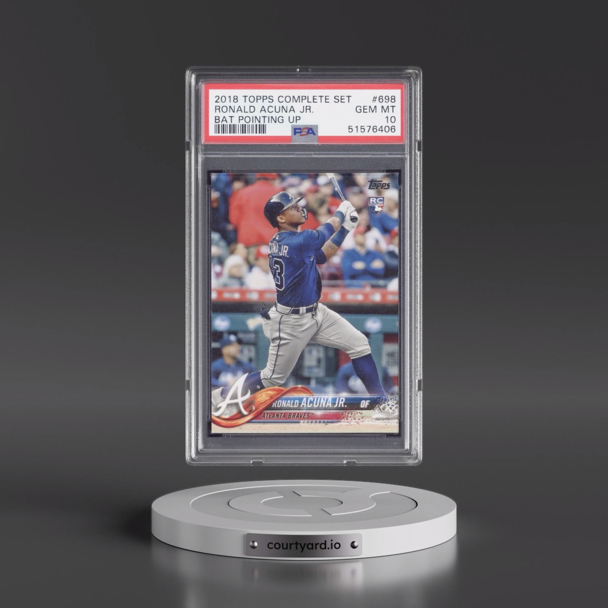 2018 Topps Complete Set #698 Ronald Acuna Jr. - Bat Pointing Up (PSA 10 GEM MINT)