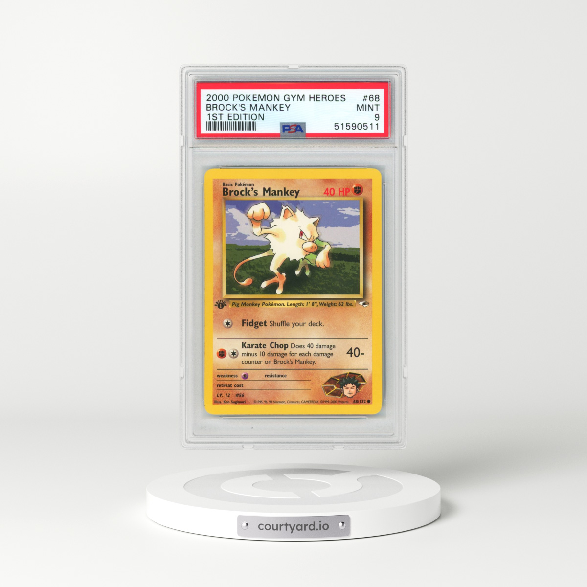 2000 Pokémon Gym Heroes #68 Brock's Mankey - 1st Edition (PSA 9 MINT)