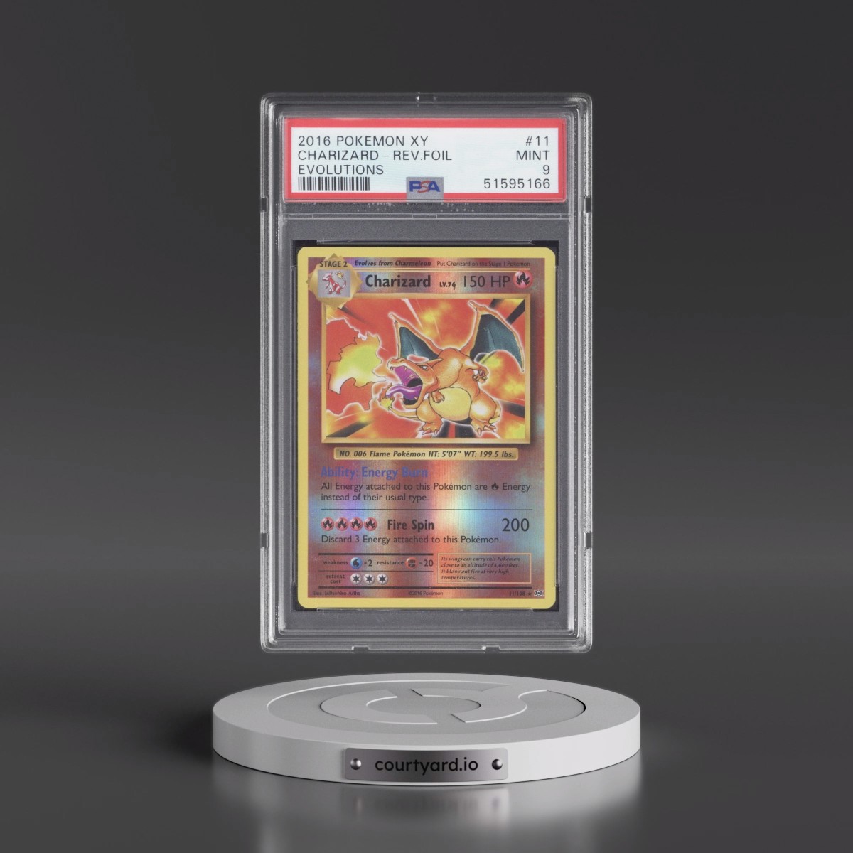 2016 Pokémon XY Evolutions Charizard - Reverse Foil #11 PSA 9
