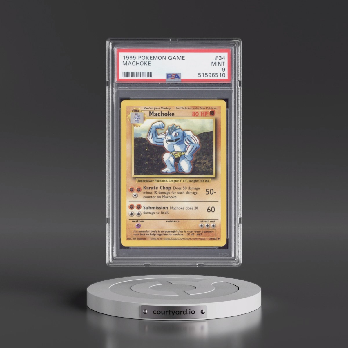 1999 Pokémon Game #34 Machoke (PSA 9 MINT)