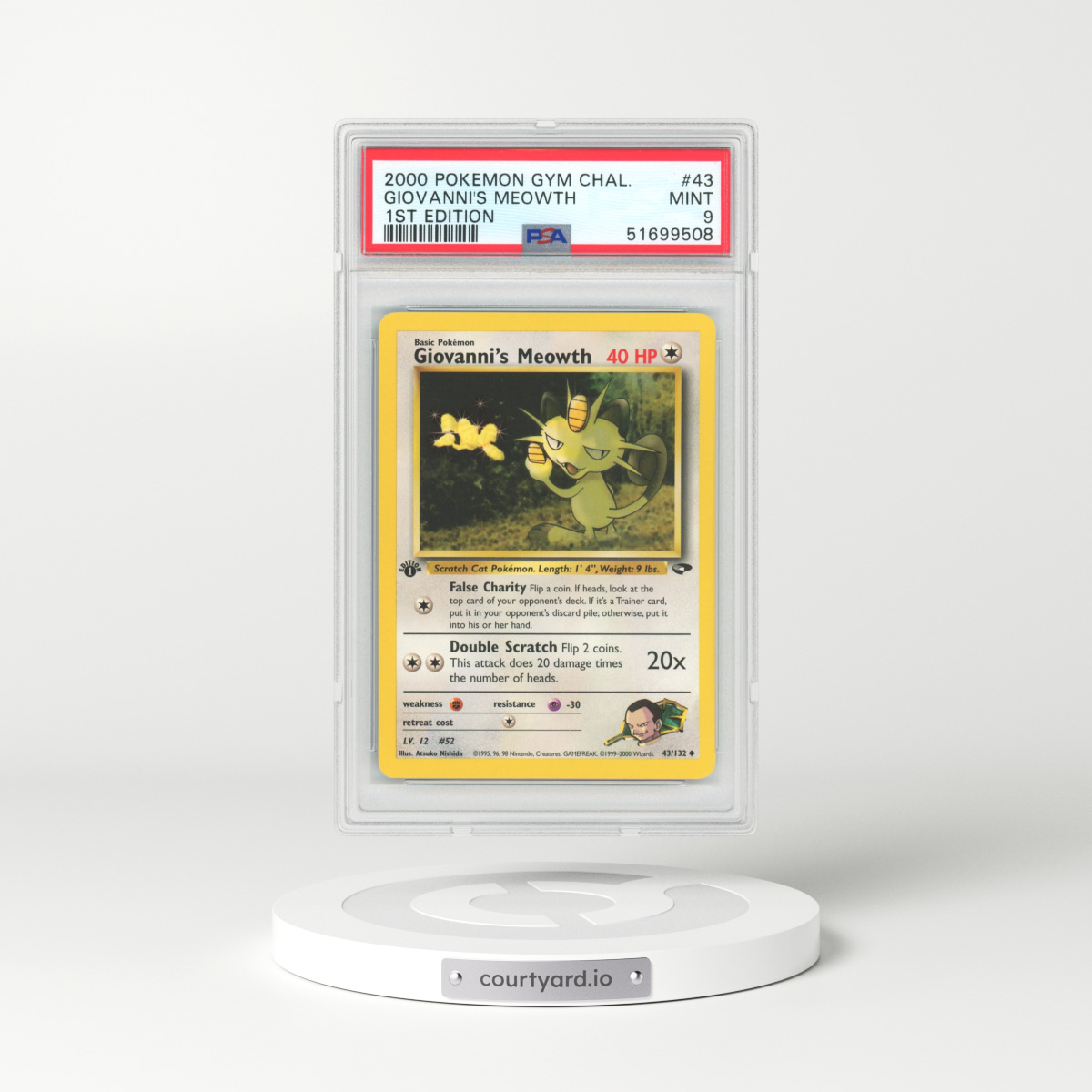 2000 Gym Challenge #43 Giovanni's Meowth - 1st Edition (PSA 9 MINT)