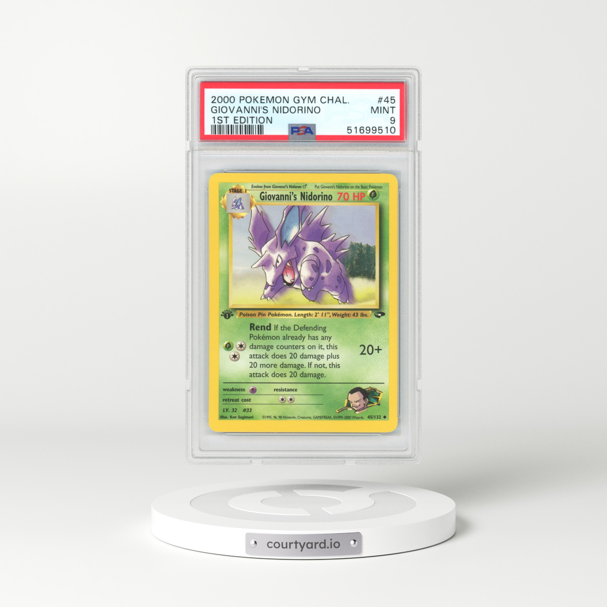 2000 Gym Challenge #45 Giovanni's Nidorino - 1st Edition (PSA 9 MINT)