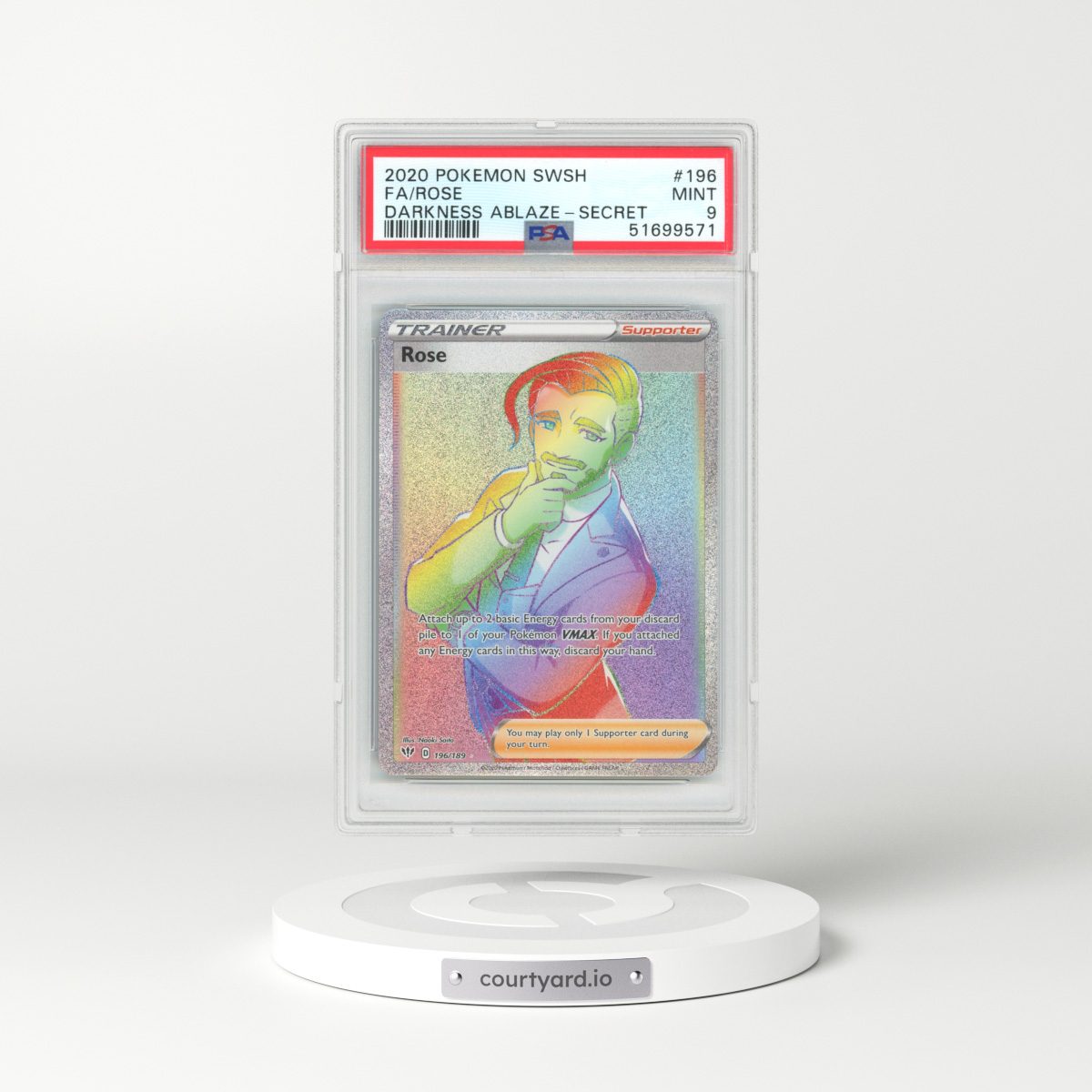 2020 Darkness Ablaze #196 Rose - Full Art Holo (PSA 9 MINT)