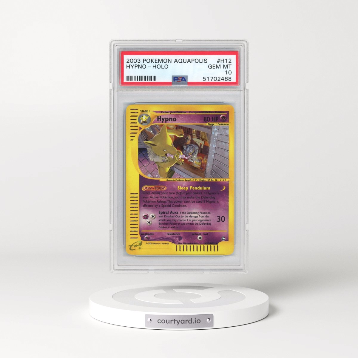 2003 Pokémon Aquapolis #H12 Hypno - Holo (PSA 10 GEM MINT) - Photo