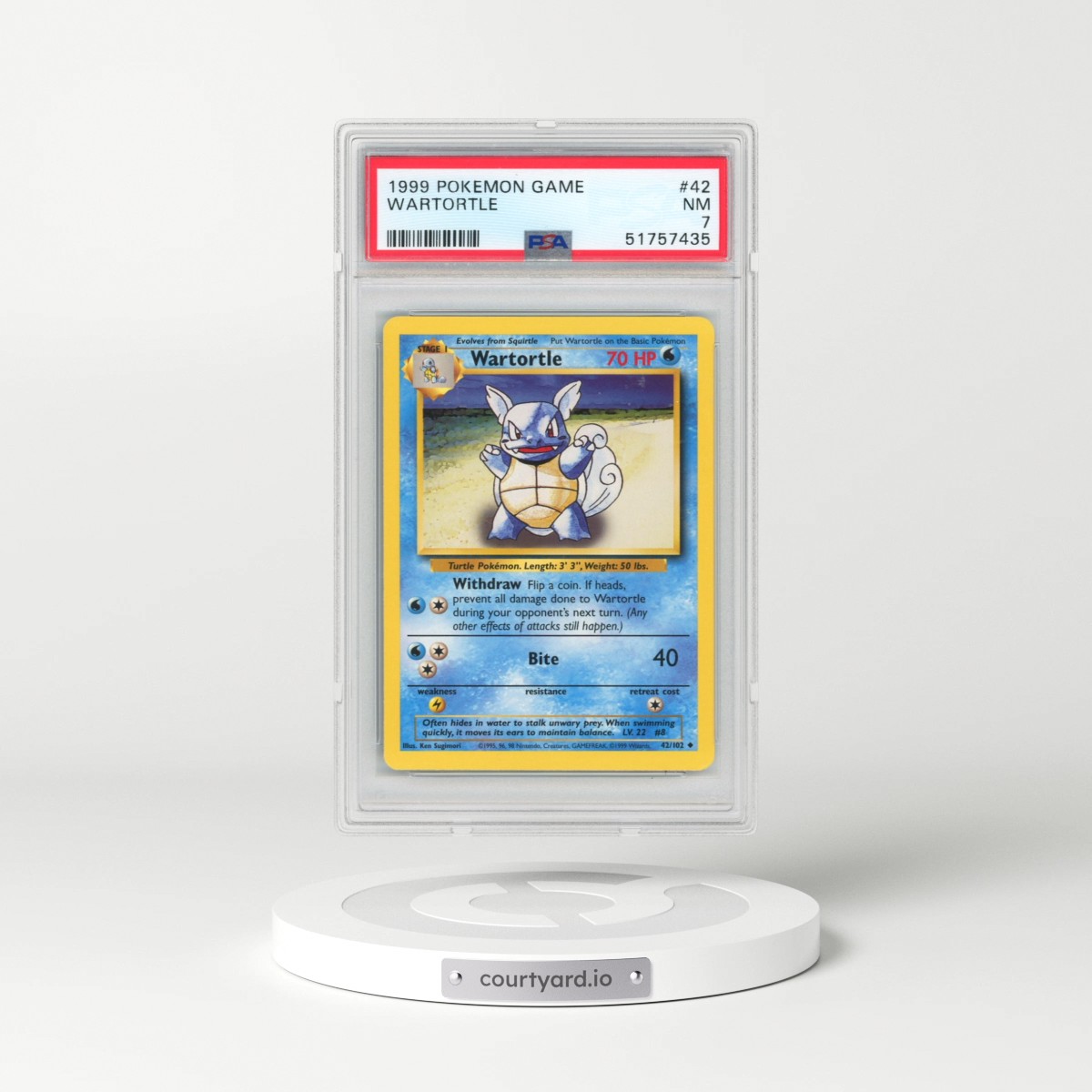 1999 Pokémon Game #42 Wartortle (PSA 7 NM)