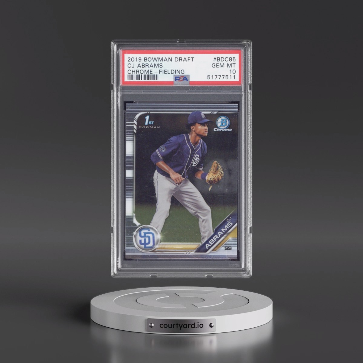 2019 Bowman Draft #BDC85 CJ Abrams - Chrome-Fielding (PSA 10 GEM MINT)