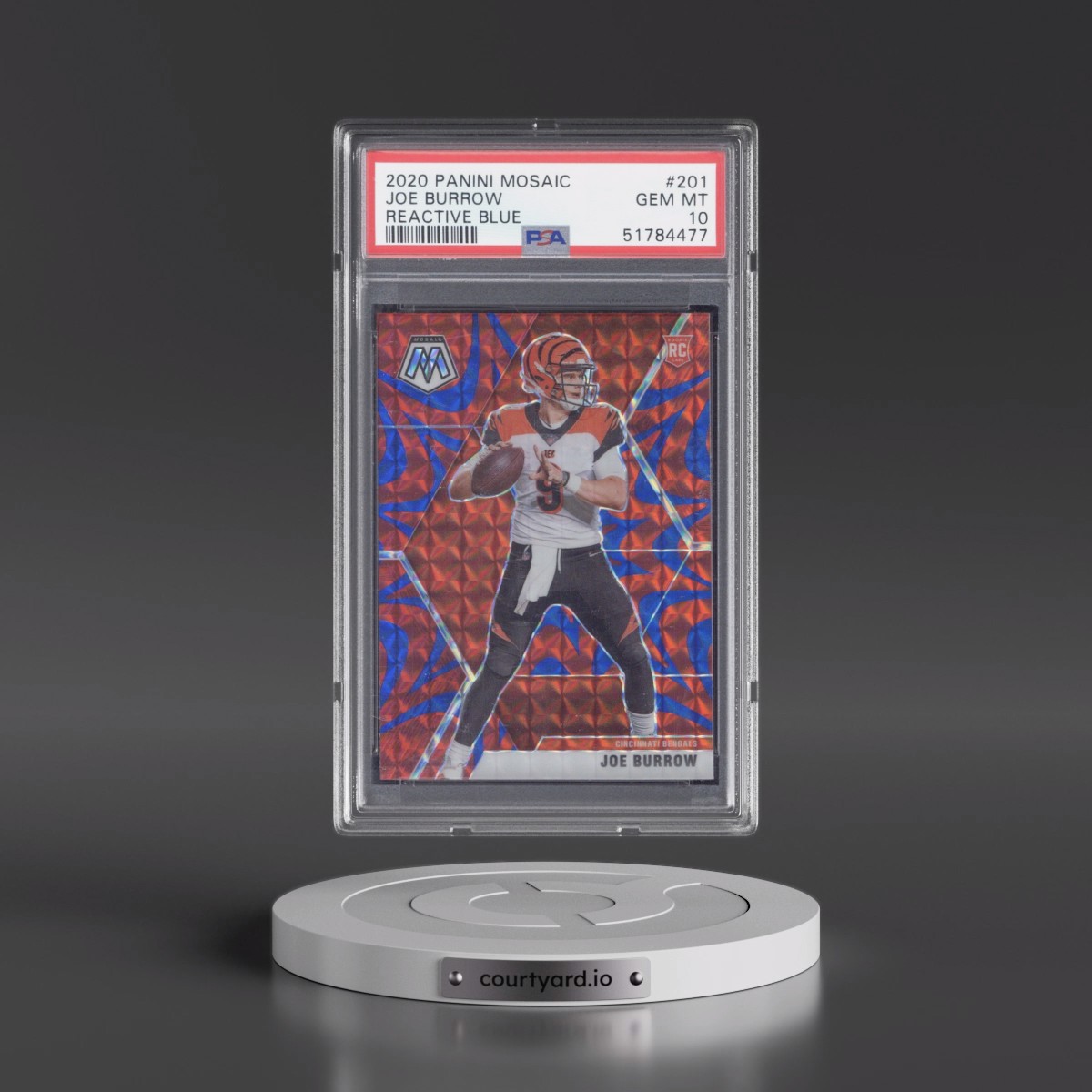 2020 Panini Mosaic Joe Burrow - Reactive Blue #201 PSA 10