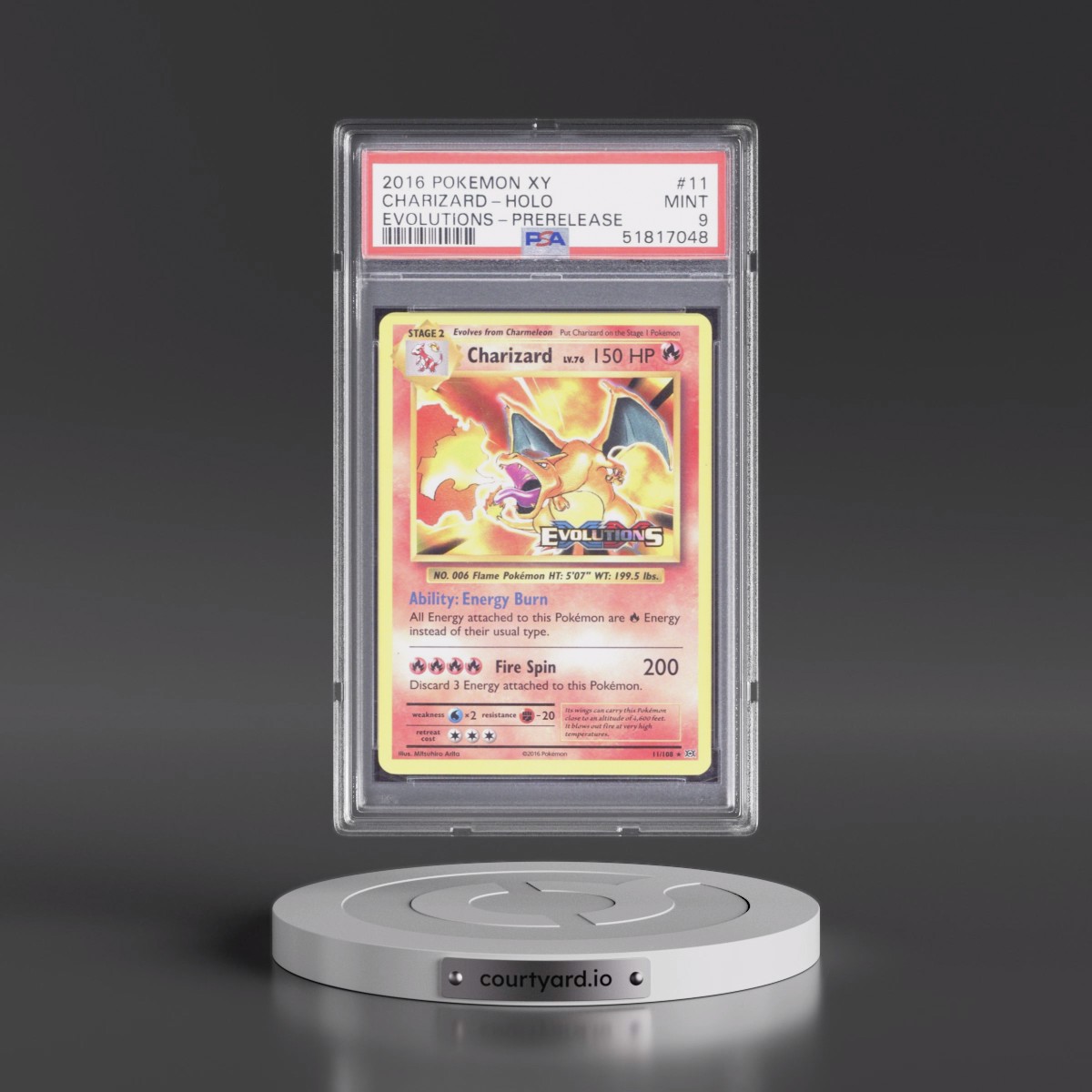 2016 Pokémon XY Evolutions #11 Charizard - Holo Prerelease (PSA 9 MINT)