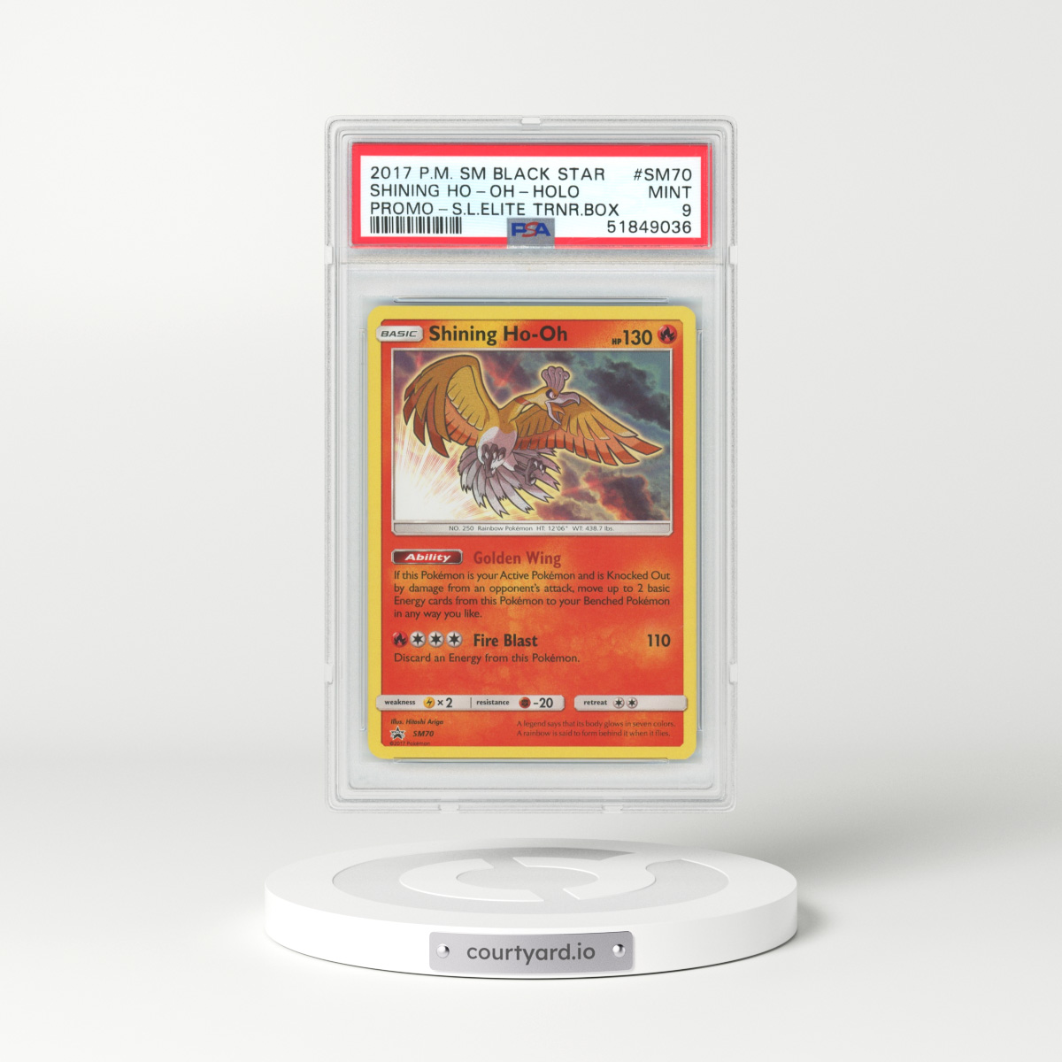2017 Sun & Moon Promos #SM70 Shining Ho-Oh - Holo Shining Legends Elite Trainer Box (PSA 9 MINT)