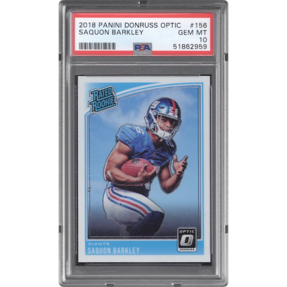 2018 Panini Donruss Optic #156 Saquon Barkley (PSA 10 GEM MINT)