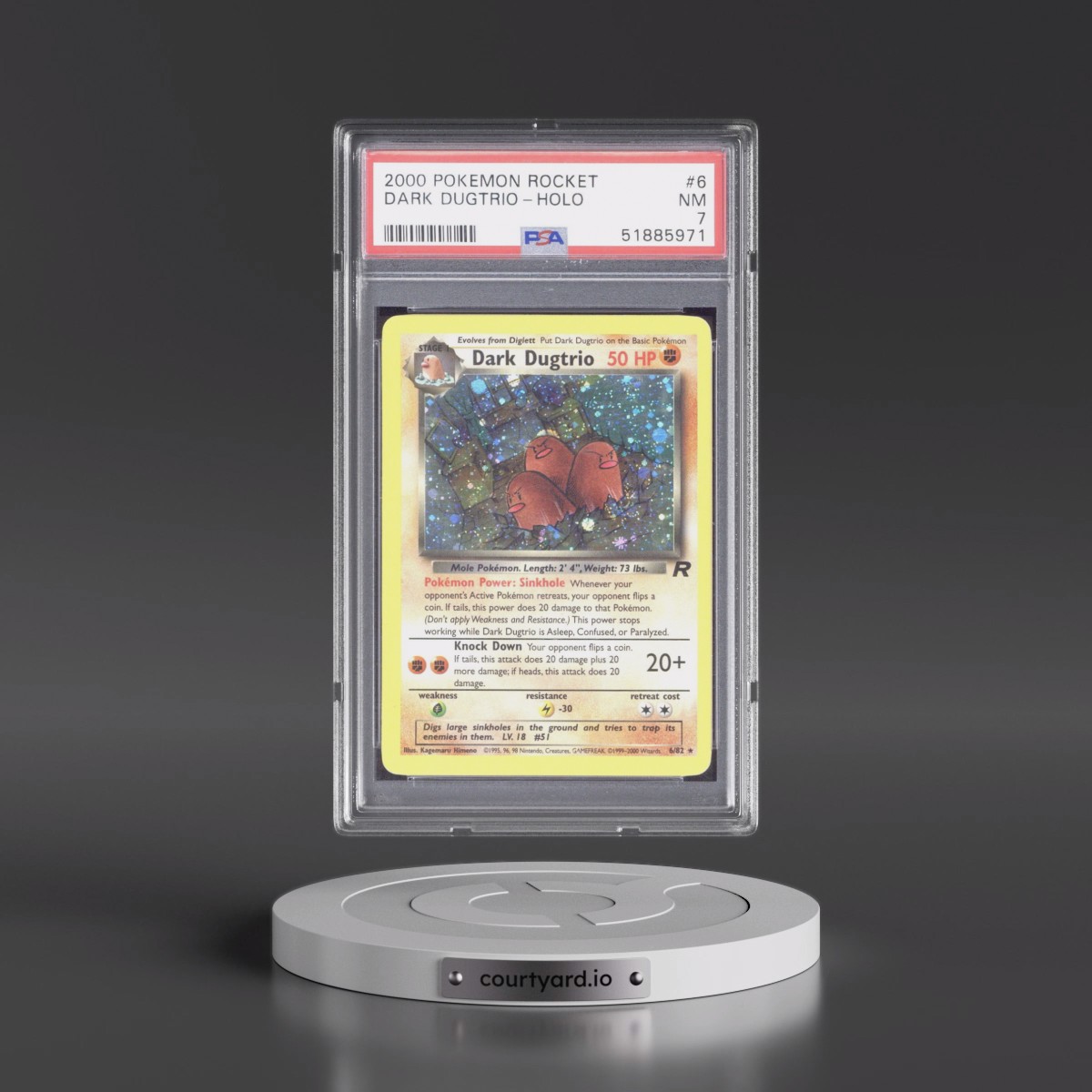 2000 Pokémon Rocket #6 Dark Dugtrio - Holo (PSA 7 NM)
