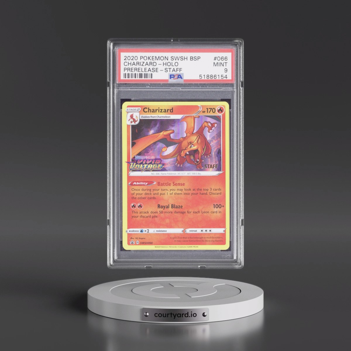 2020 Pokémon Swsh Black Star Promo #066 Charizard - Holo Prerelease-Staff (PSA 9 MINT)