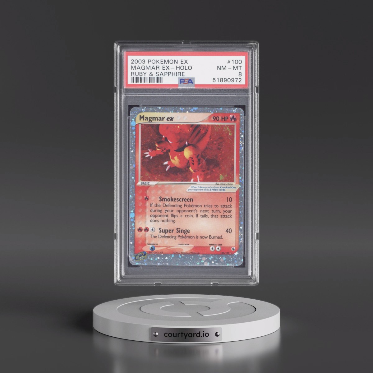 2003 Pokémon EX Ruby & Sapphire #100 Magmar EX - Holo Holo (PSA 8 NM-MT)
