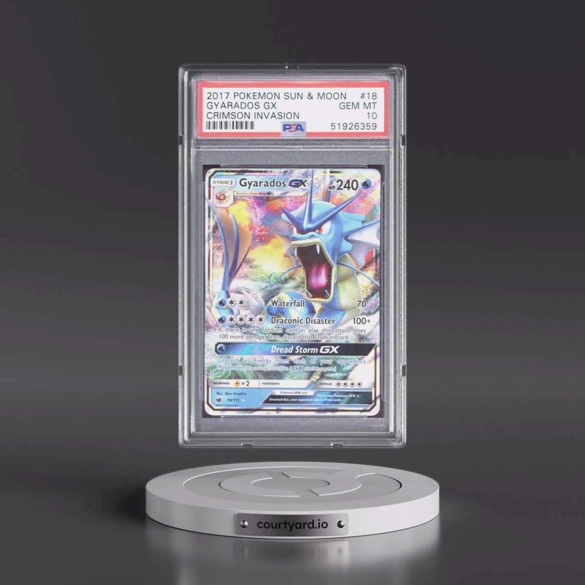 2017 Pokémon Sun & Moon Crimson Invasion #18 Gyarados GX - Holo (PSA 10 GEM MINT)