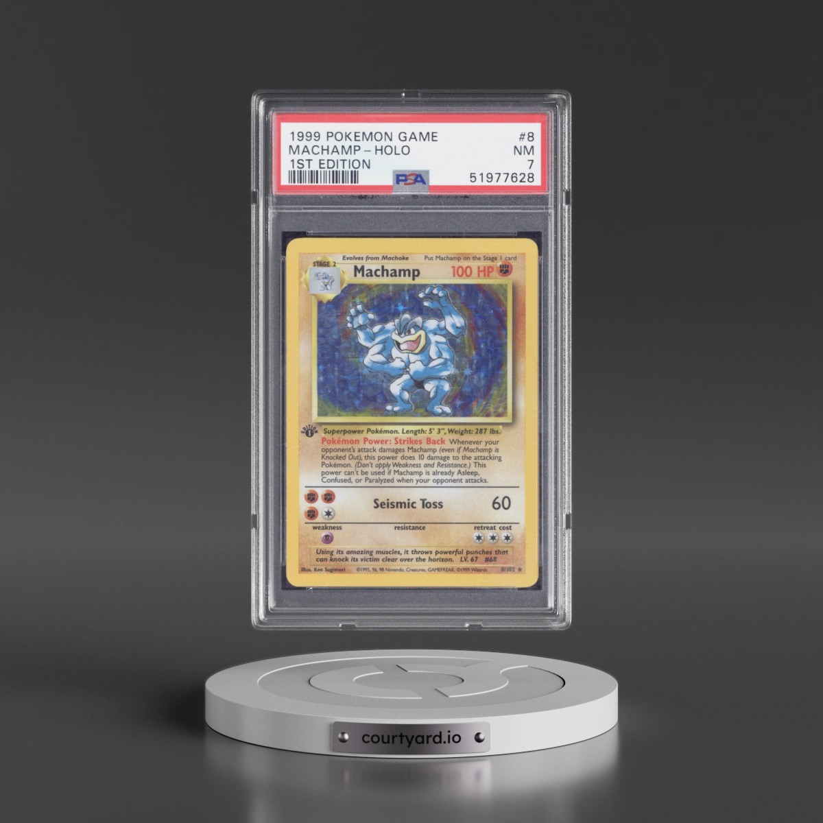 1999 Pokémon Game #8 Machamp - 1st Edition Holo (PSA 7 NM)