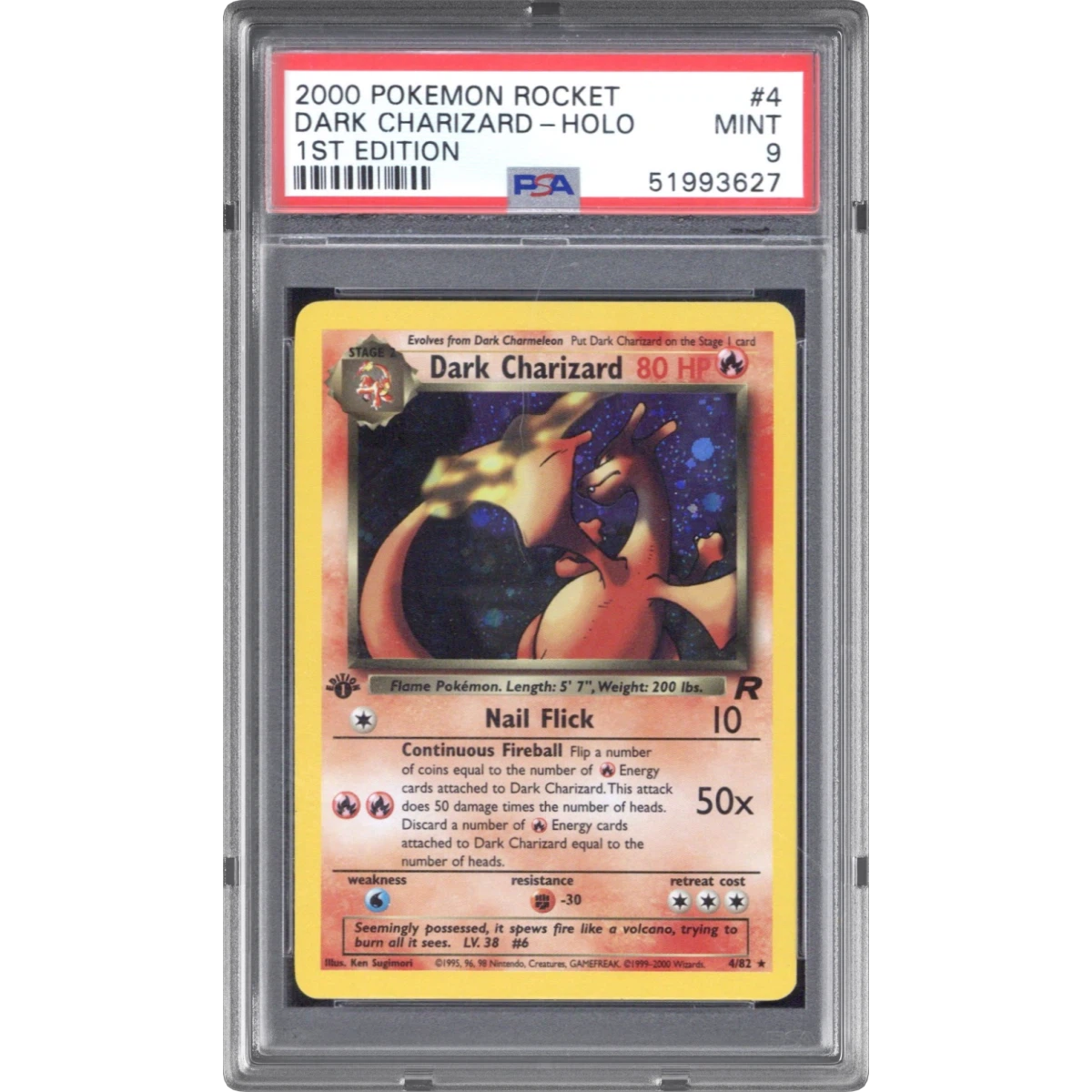 2000 Pokémon Rocket #4 Dark Charizard - 1st Edition Holo (PSA 9 MINT)