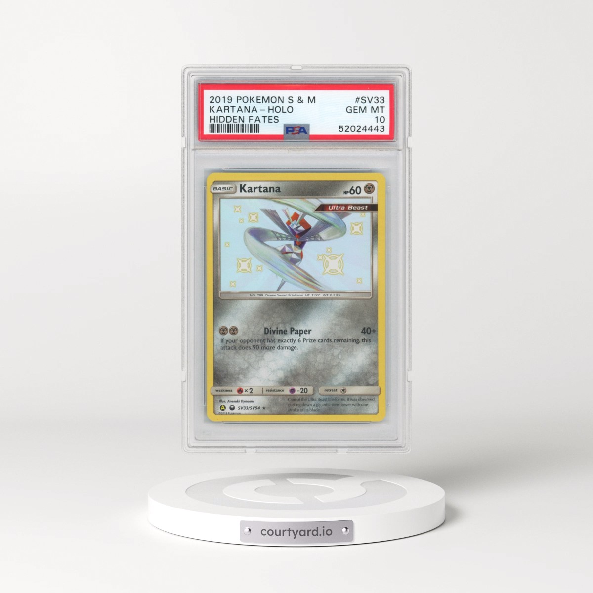 2019 Pokémon Sun & Moon Hidden Fates #SV33 Kartana - Holo (PSA 10 GEM MINT)