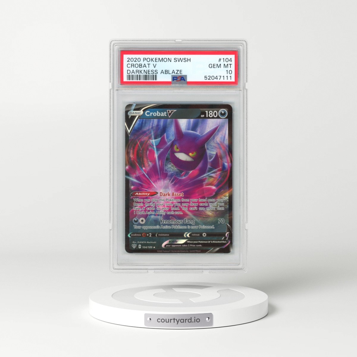 2020 Pokémon Sword & Shield Darkness Ablaze #104 Crobat V - Holo (PSA 10 GEM MINT)