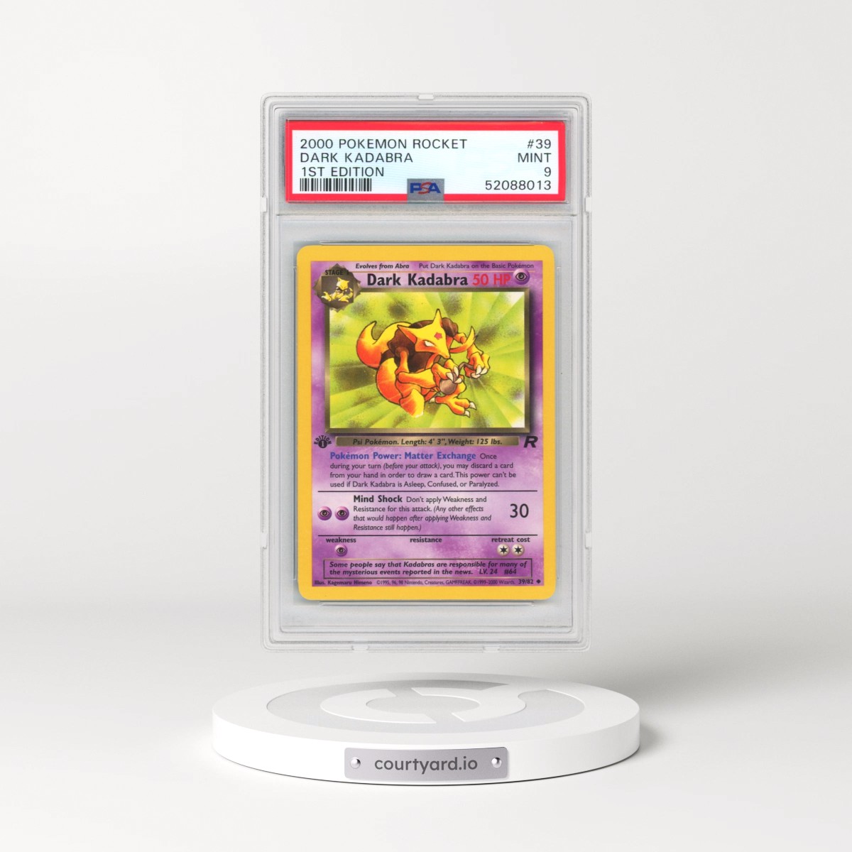 2000 Pokémon Rocket #39 Dark Kadabra - 1st Edition (PSA 9 MINT)