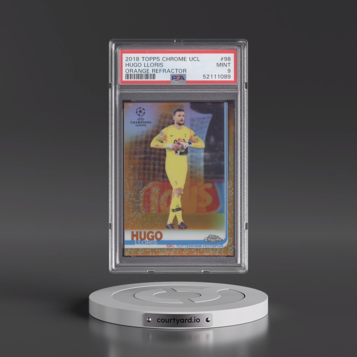 2018 Topps Chrome UEFA Champions League Hugo Lloris - Orange Refractor #98 PSA 9