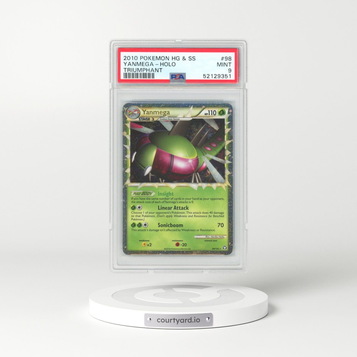 2010 Pokémon Heartgold & Soulsilver Triumphant #98 Yanmega - Holo (PSA 9 MINT)