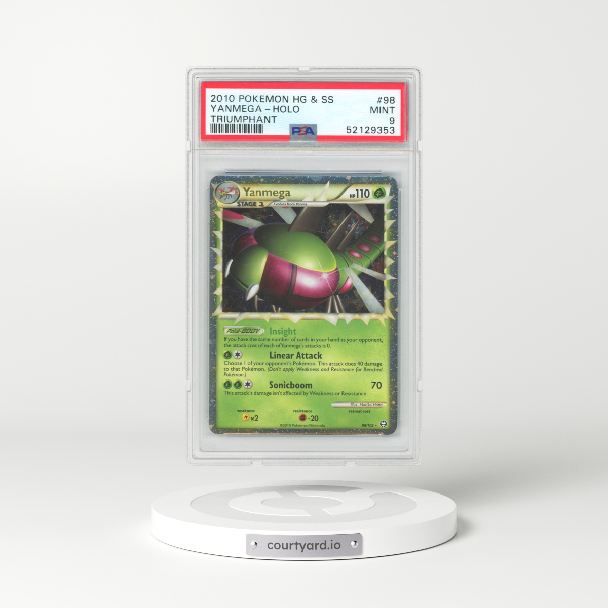 2010 Pokémon Heartgold & Soulsilver Triumphant #98 Yanmega - Holo (PSA 9 MINT)
