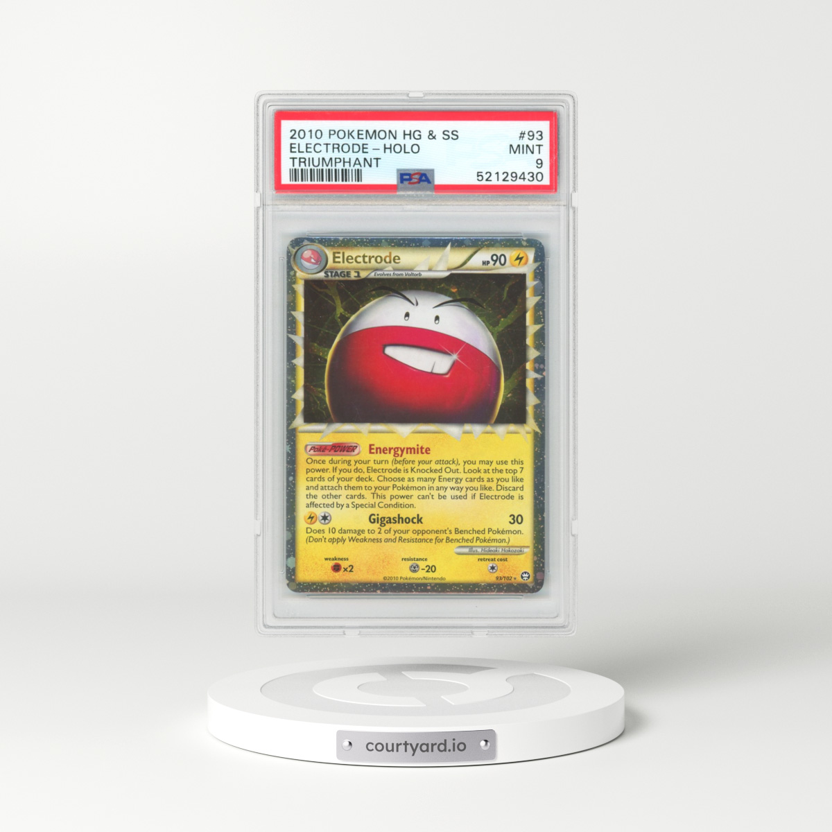2010 Pokémon Heartgold & Soulsilver Triumphant #93 Electrode - Holo (PSA 9 MINT)