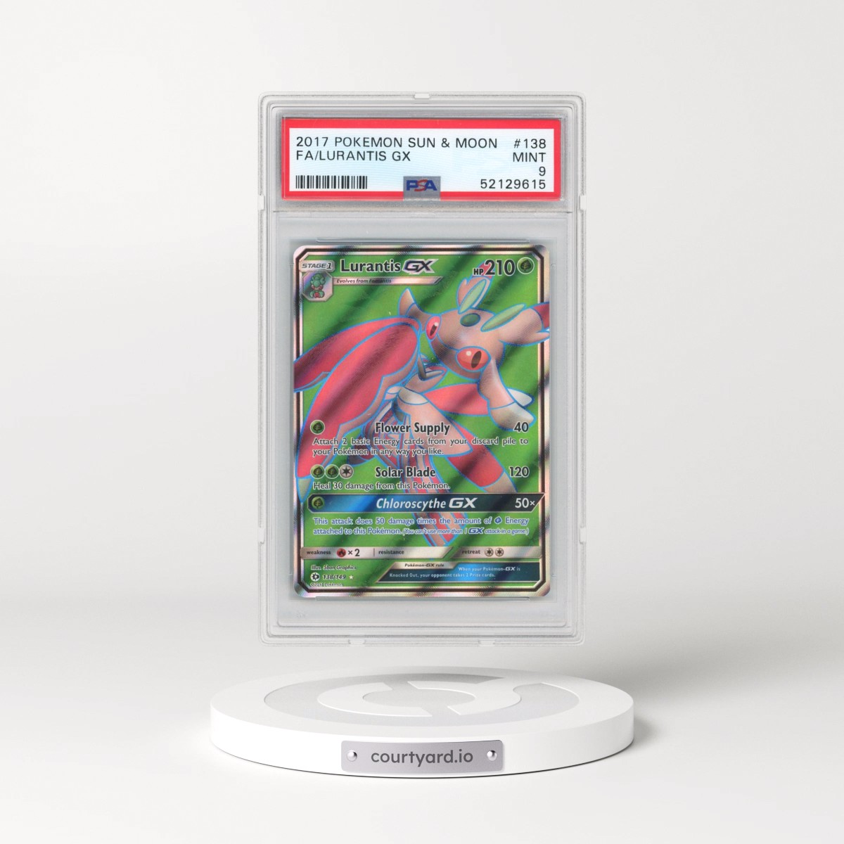 2017 Pokémon Sun & Moon #138 Lurantis GX - Holo Full Art (PSA 9 MINT)