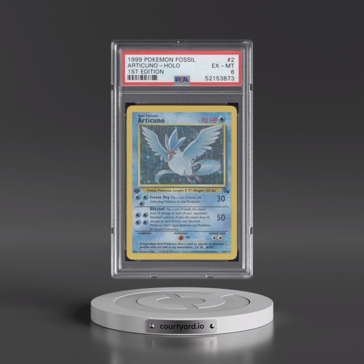 1999 Pokémon Fossil #2 Articuno - 1st Edition Holo (PSA 6 EX-MT)