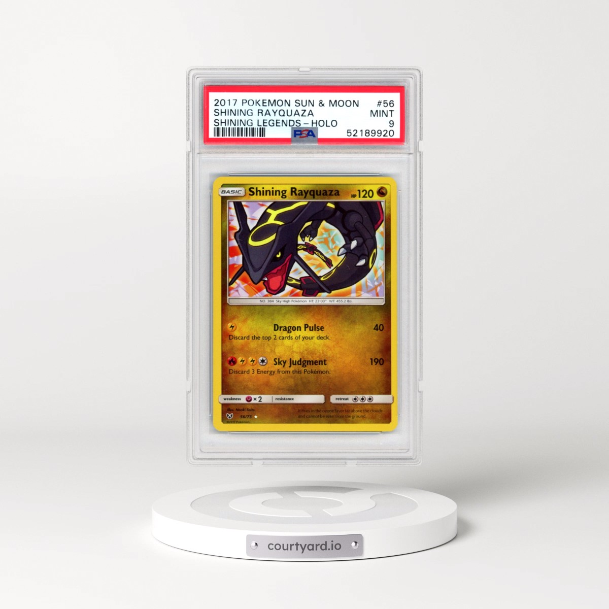 2017 Pokémon Sun & Moon Shining Legends #56 Shining Rayquaza - Holo Holo (PSA 9 MINT)