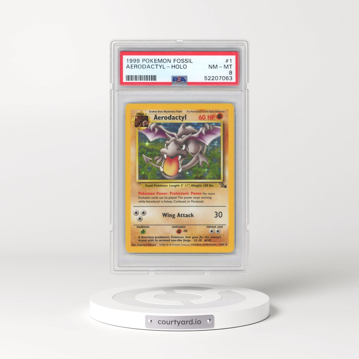 1999 Pokémon Fossil #1 Aerodactyl - Holo (PSA 8 NM-MT)