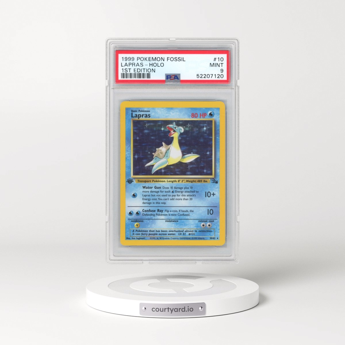 1999 Pokémon Fossil #10 Lapras - 1st Edition Holo (PSA 9 MINT)