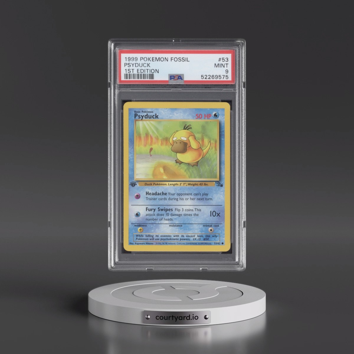1999 Pokémon Fossil Psyduck - 1st Edition #53 PSA 9