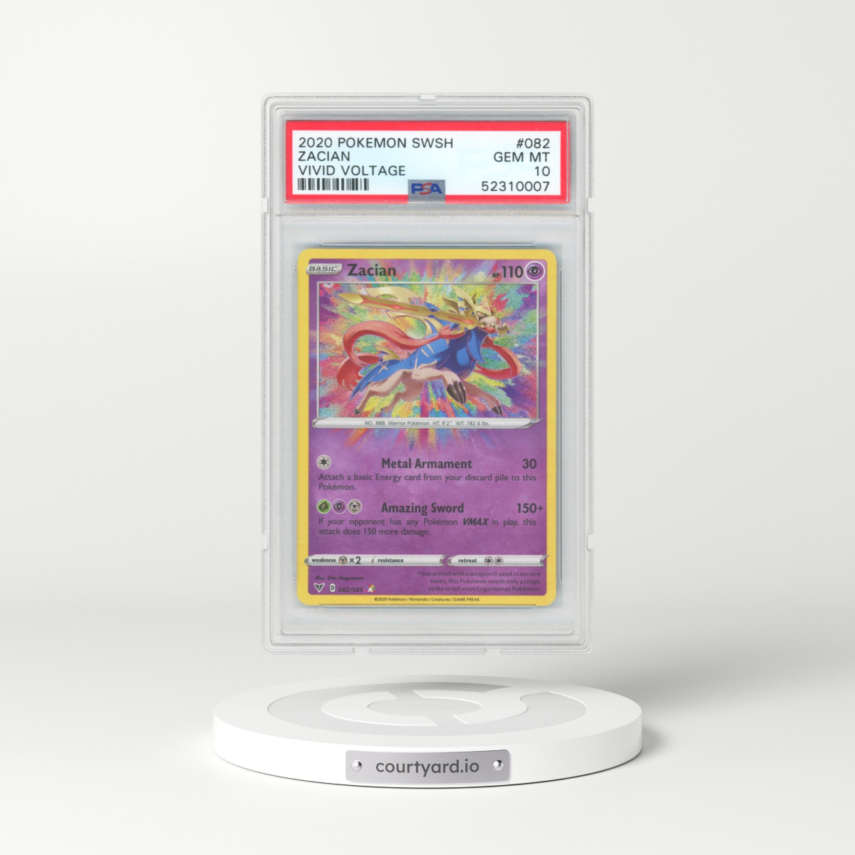 2020 Pokémon Sword & Shield Vivid Voltage #082 Zacian (PSA 10 GEM MINT)