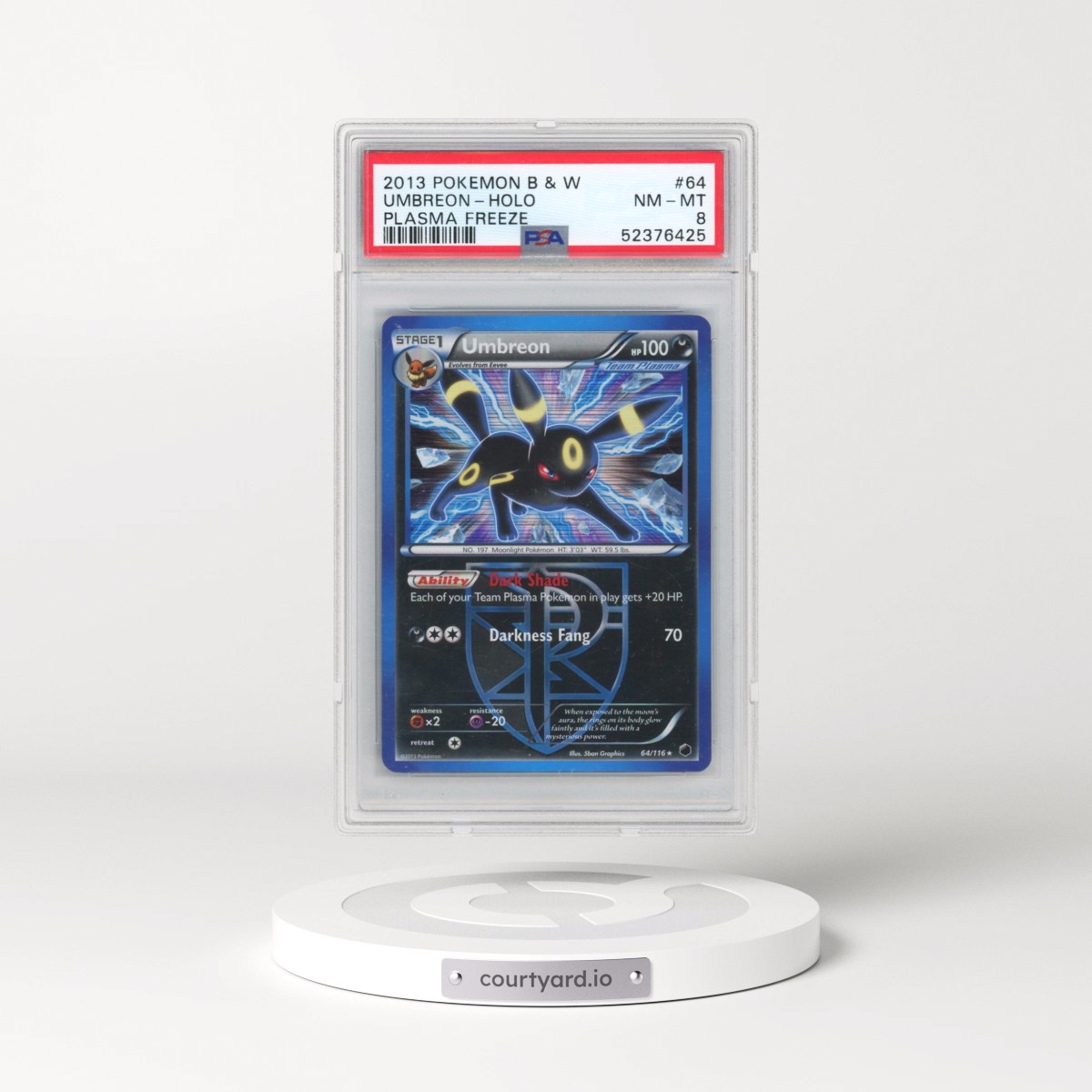 2013 Pokémon Black & White Plasma Freeze #64 Umbreon - Holo (PSA 8 NM-MT)