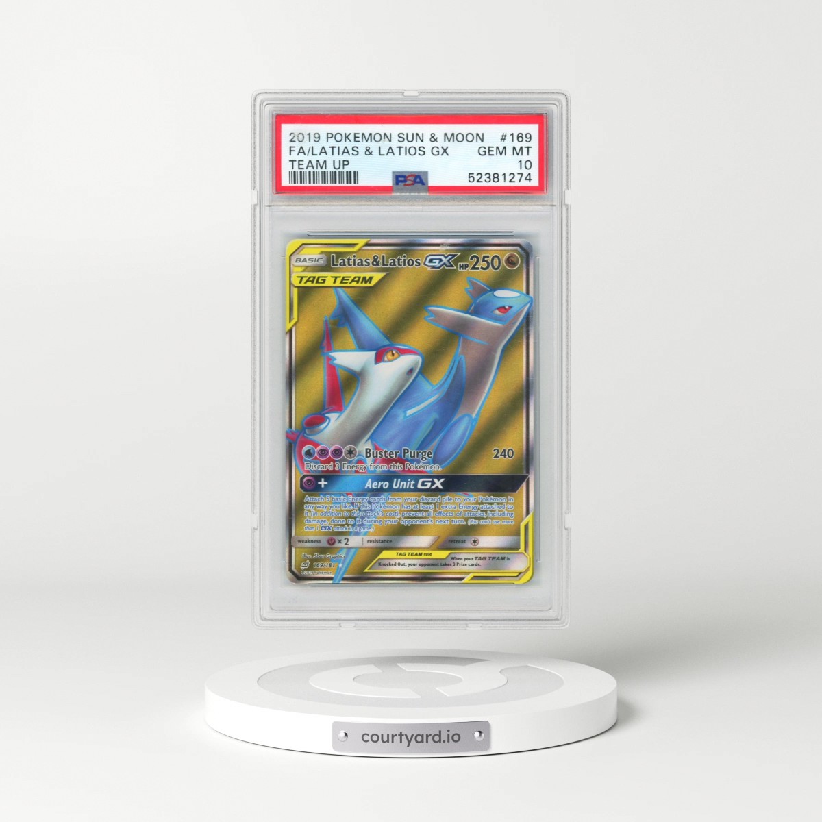 2019 Pokémon Sun & Moon Team Up #169 Latias & Latios GX - Holo Full Art (PSA 10 GEM MINT)