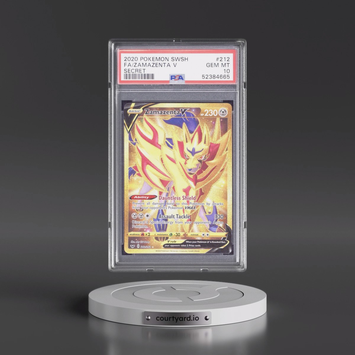 2020 Pokémon Sword & Shield #212 Zamazenta V - Holo Full Art Secret (PSA 10 GEM MINT)