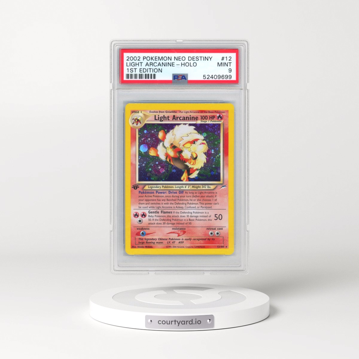 2002 Pokémon Neo Destiny #12 Light Arcanine - 1st Edition Holo (PSA 9 MINT)