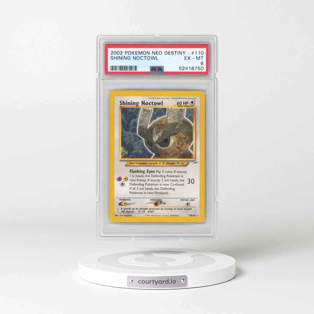 2002 Pokémon Neo Destiny #110 Shining Noctowl - Holo (PSA 6 EX-MT)