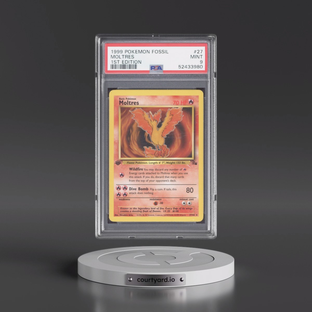 1999 Pokémon Fossil #27 Moltres - 1st Edition (PSA 9 MINT)