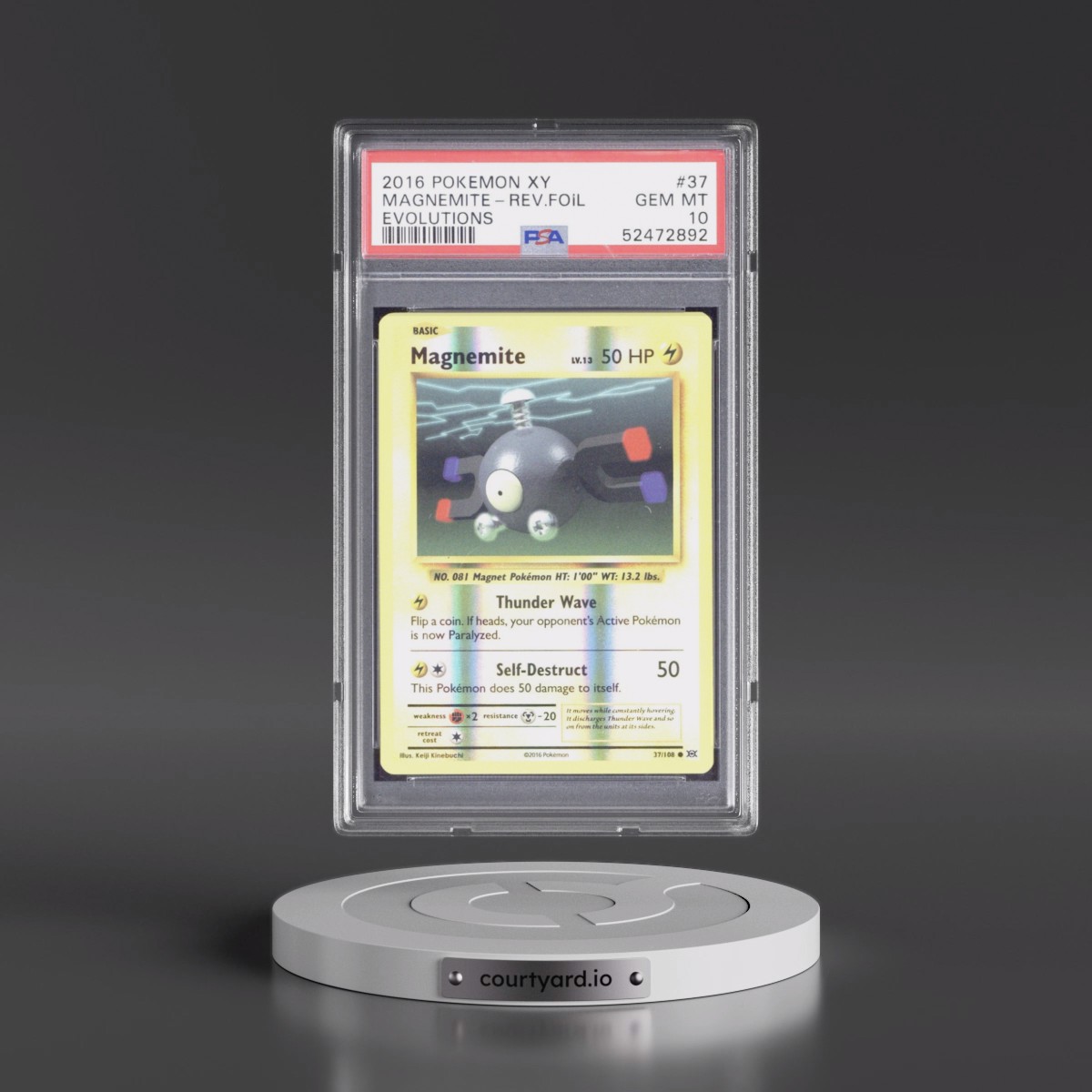 2016 Pokémon XY Evolutions #37 Magnemite - Reverse Foil (PSA 10 GEM MINT)