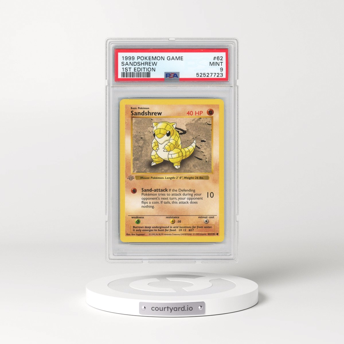 1999 Pokémon Game #62 Sandshrew - 1st Edition (PSA 9 MINT)