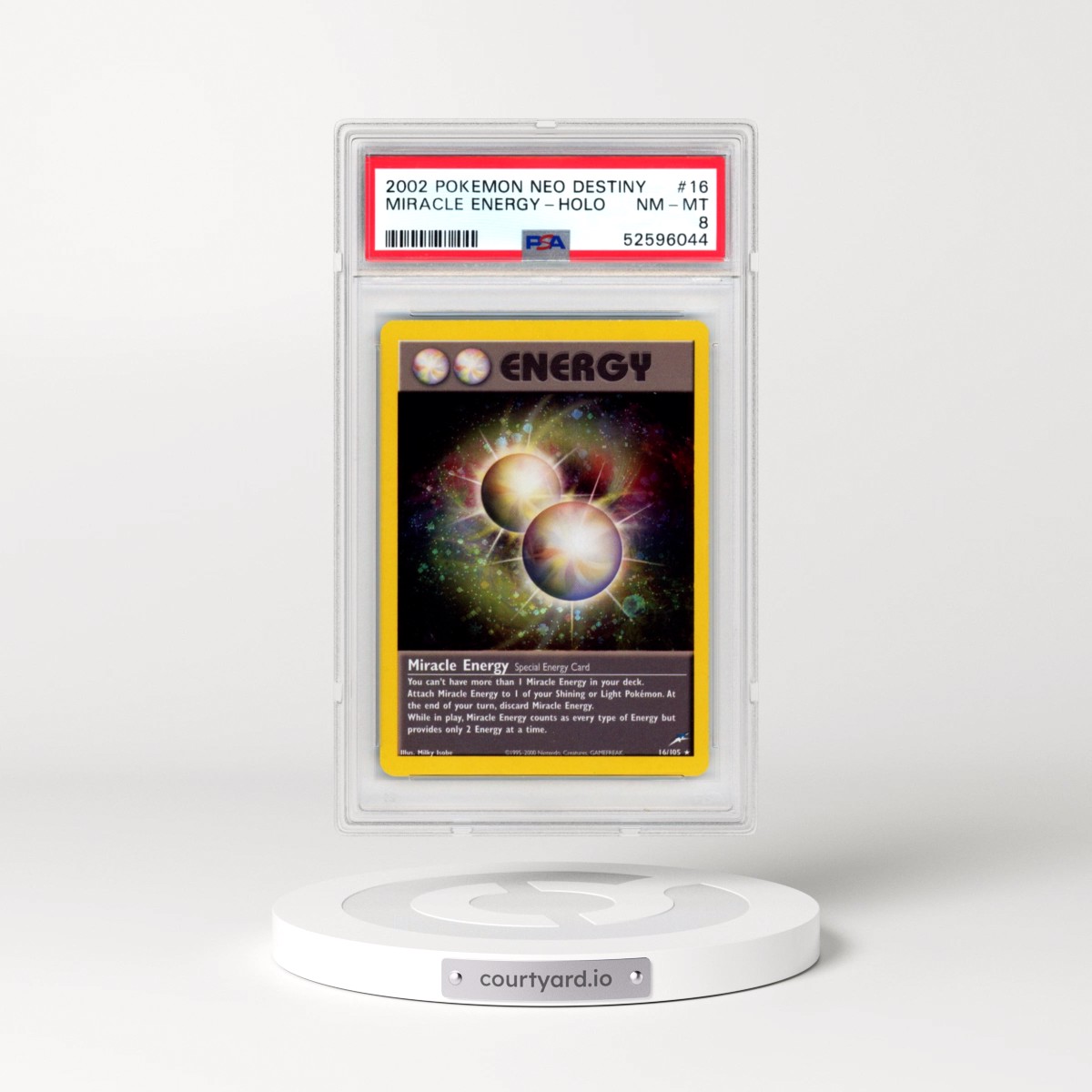 2002 Pokémon Neo Destiny #16 Miracle Energy - Holo (PSA 8 NM-MT)