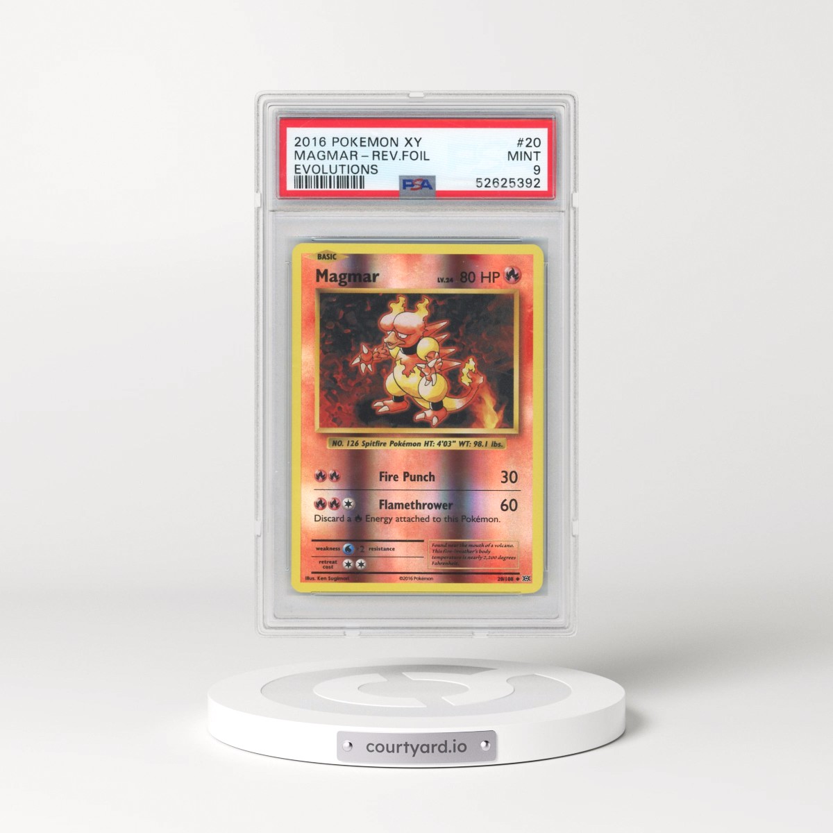 2016 Pokémon XY Evolutions #20 Magmar - Reverse Foil (PSA 9 MINT)