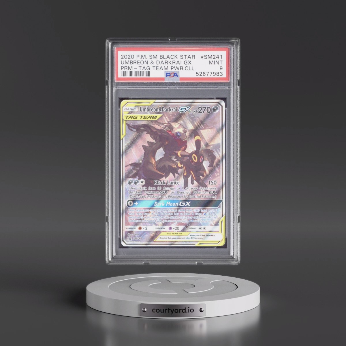 2020 Pokémon SM Black Star Promo #SM241 Umbreon & Darkrai GX - Holo Tag Team Powers Collection (PSA 9 MINT) - Photo