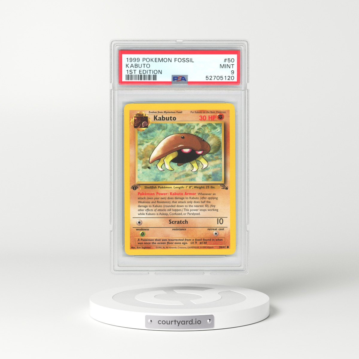 1999 Fossil #50 Kabuto - 1st Edition (PSA 9 MINT)