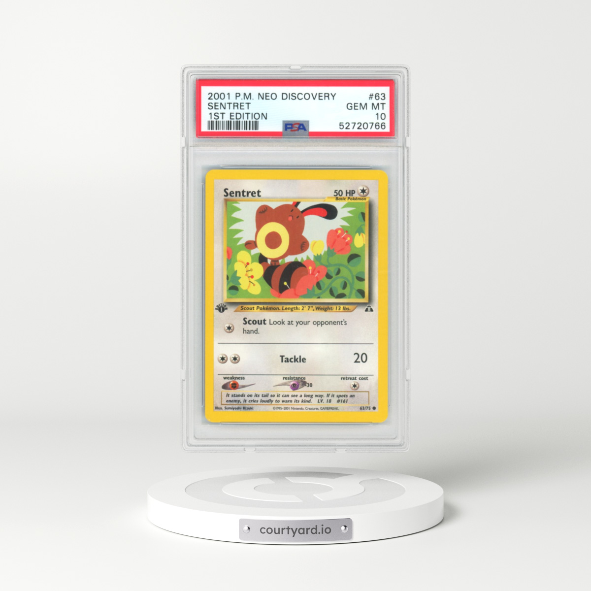 2001 Pokémon Neo Discovery #63 Sentret - 1st Edition (PSA 10 GEM MINT)